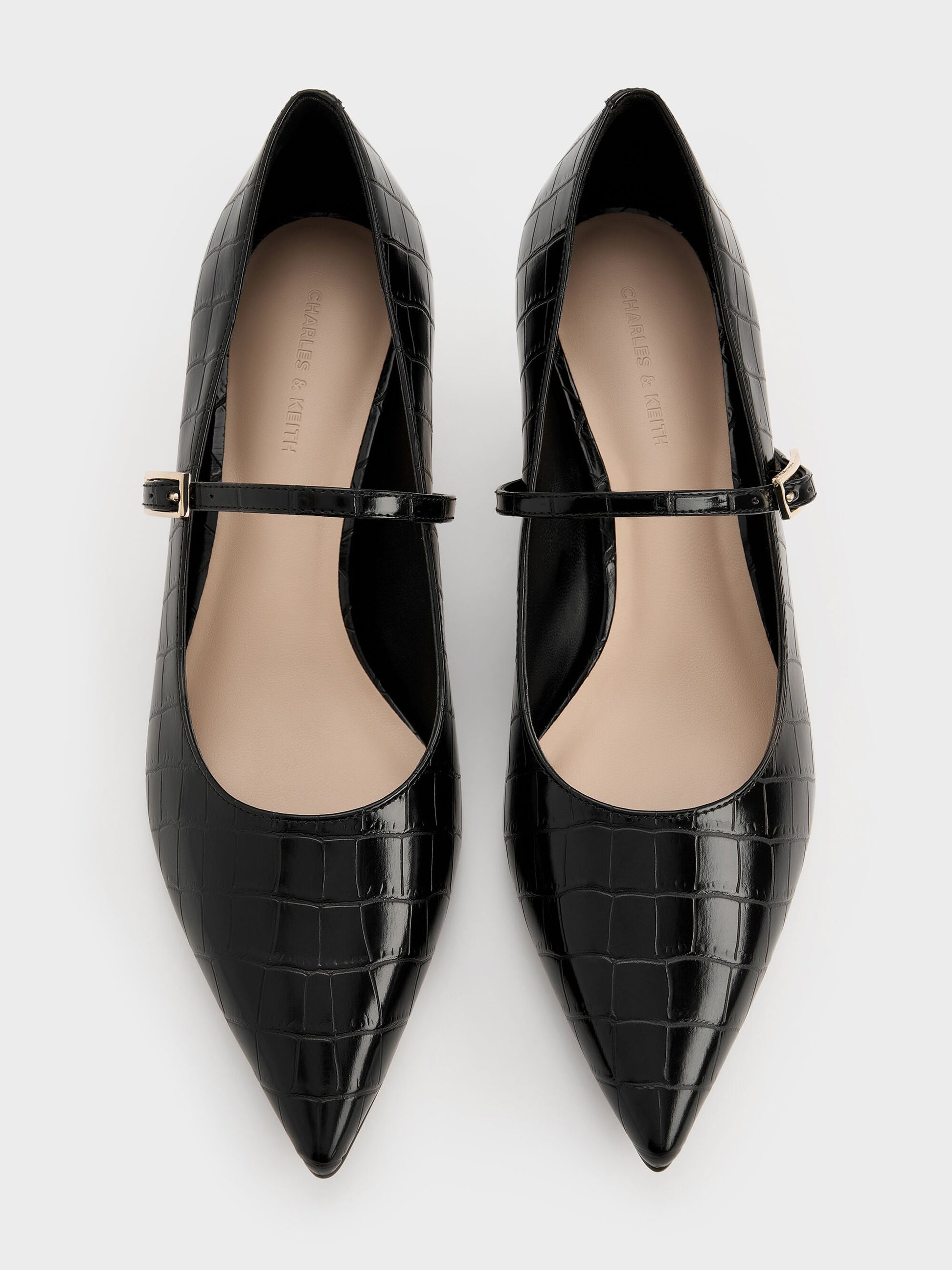 Luciana Croc-Effect Mary Jane Pumps - Animal Print Black | CHARLES & KEITH