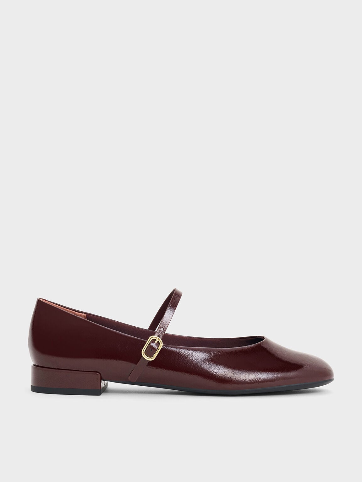 Gertrude Patent Mary Janes - Burgundy | CHARLES & KEITH