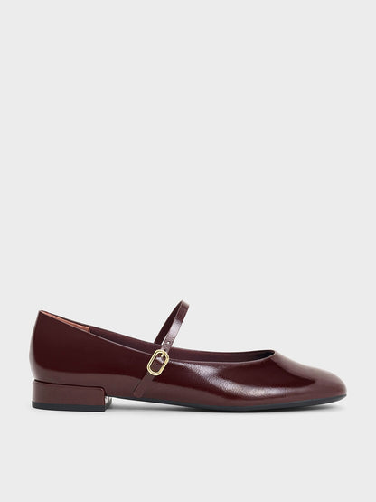 Gertrude Patent Mary Janes - Burgundy | CHARLES & KEITH