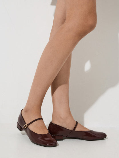 Gertrude Patent Mary Janes - Burgundy | CHARLES & KEITH