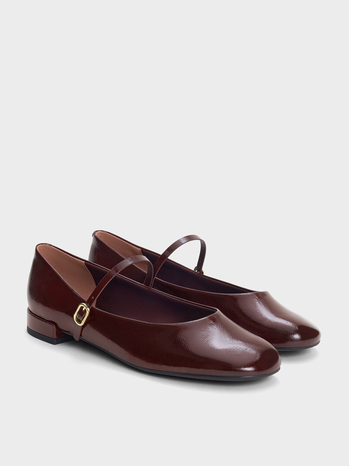 Gertrude Patent Mary Janes - Burgundy | CHARLES & KEITH