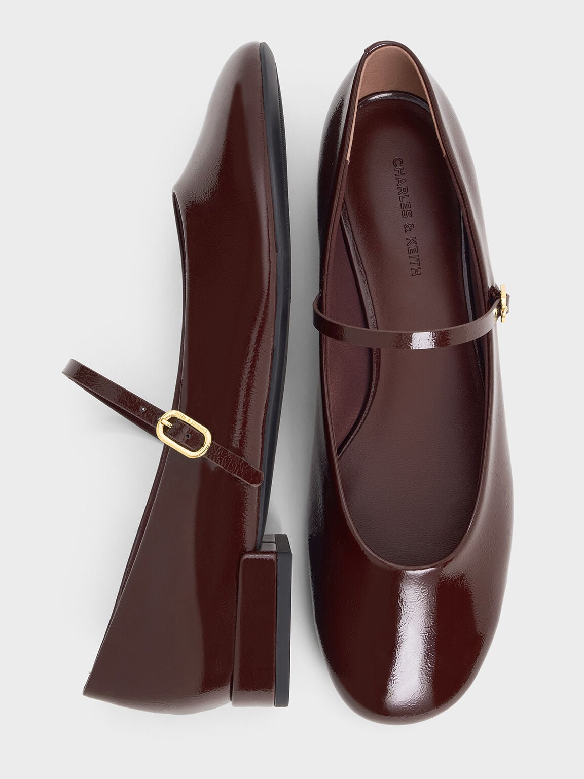 Gertrude Patent Mary Janes - Burgundy | CHARLES & KEITH