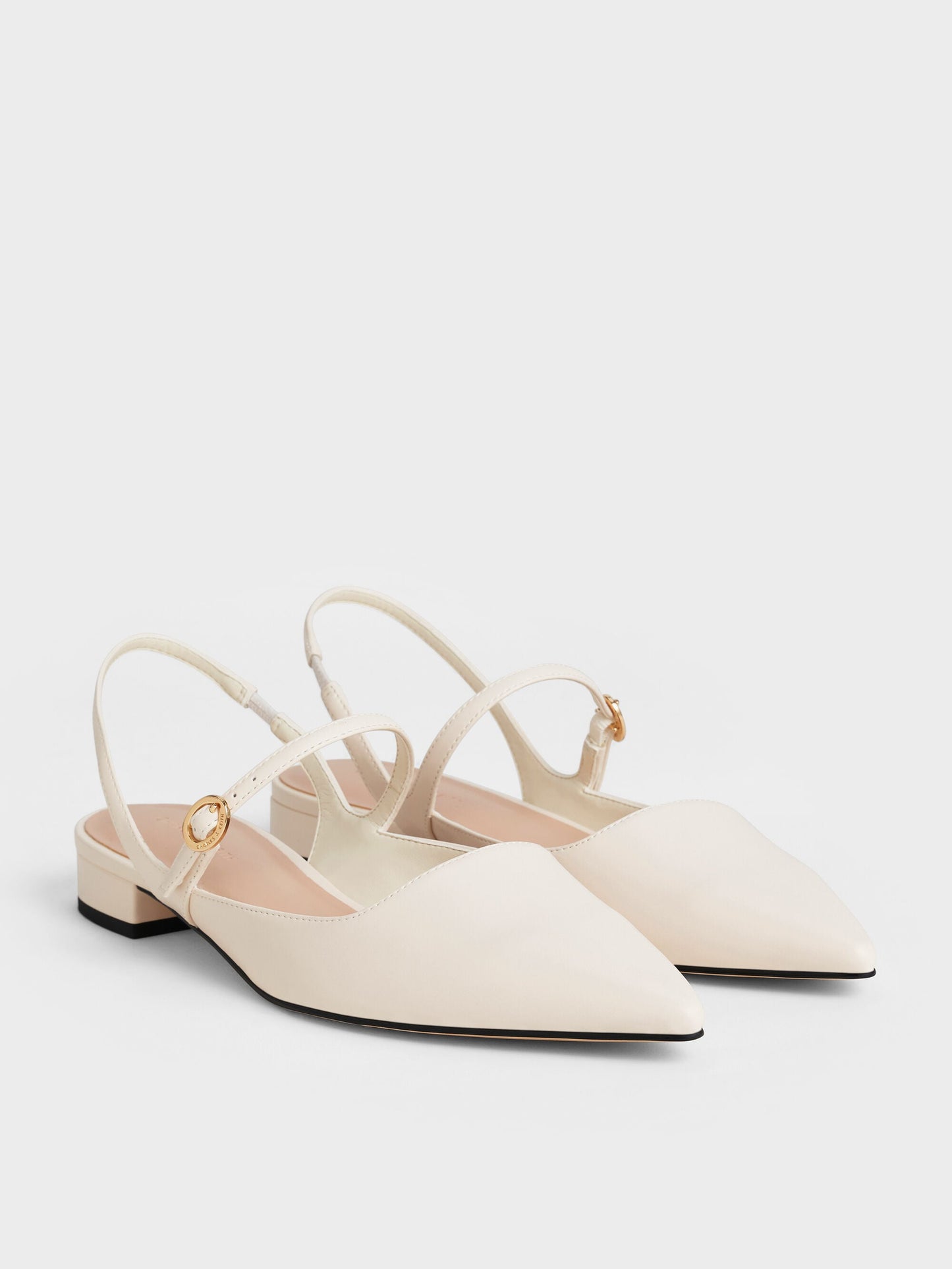 Roxane Slingback Mary Jane Flats - Chalk | CHARLES & KEITH