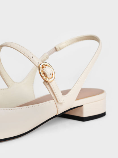 Roxane Slingback Mary Jane Flats - Chalk | CHARLES & KEITH
