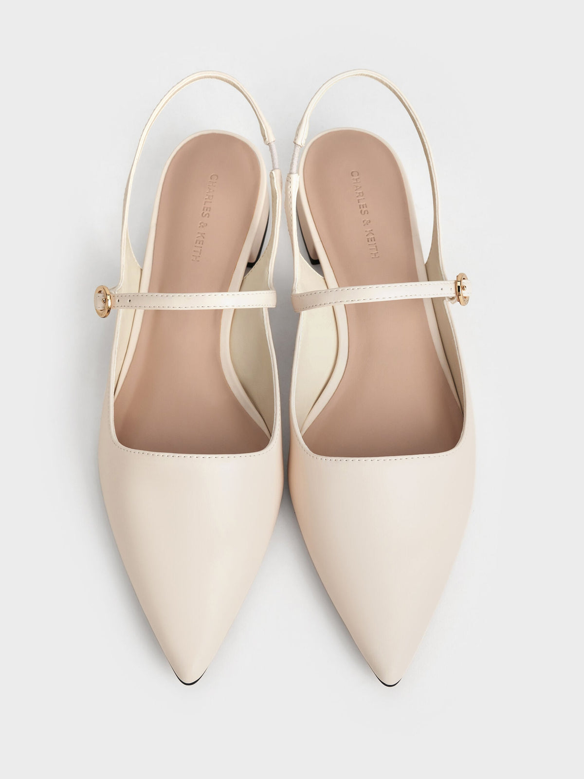 Roxane Slingback Mary Jane Flats - Chalk | CHARLES & KEITH