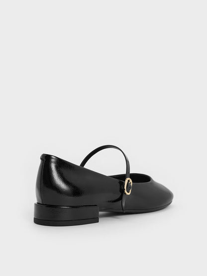 Gertrude Patent Mary Janes - Black Patent | CHARLES & KEITH