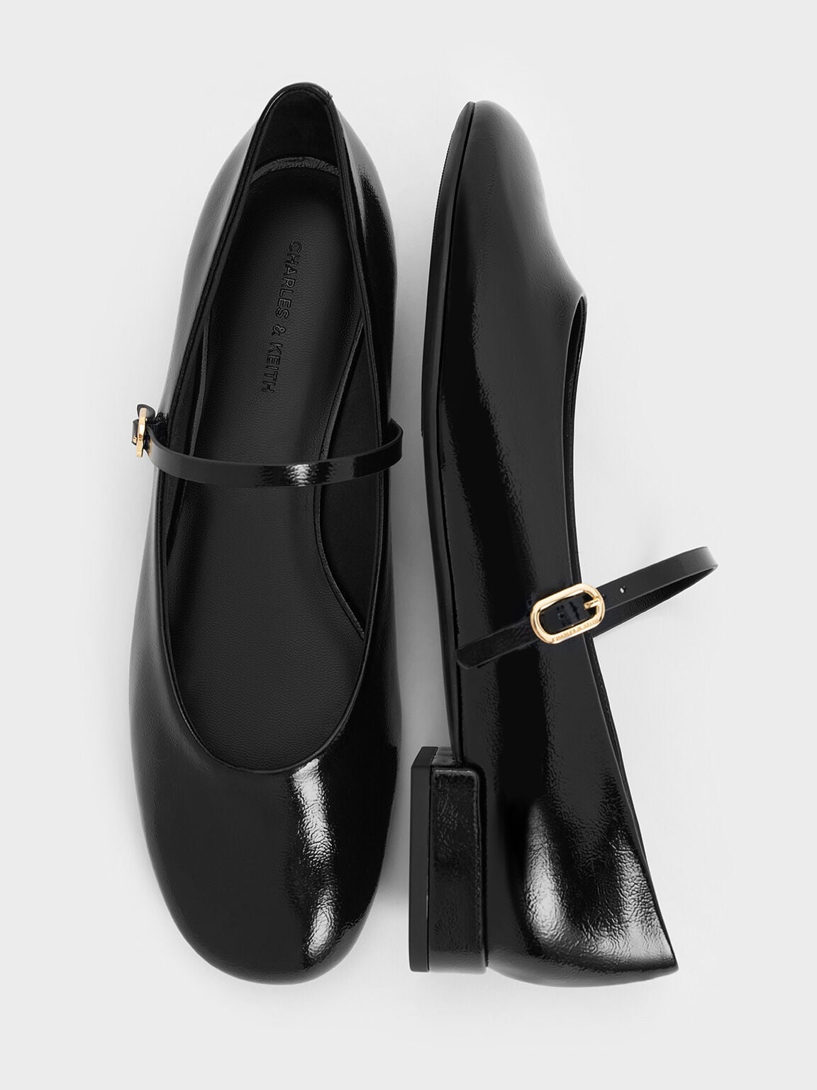 Gertrude Patent Mary Janes - Black Patent | CHARLES & KEITH