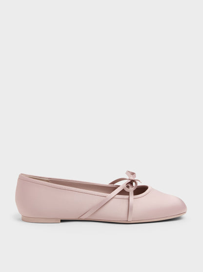 Satin Bow Ballet Flats - Pink | CHARLES & KEITH