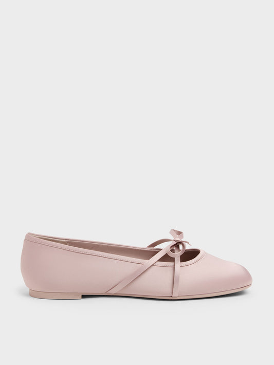 Satin Bow Ballet Flats - Pink | CHARLES & KEITH