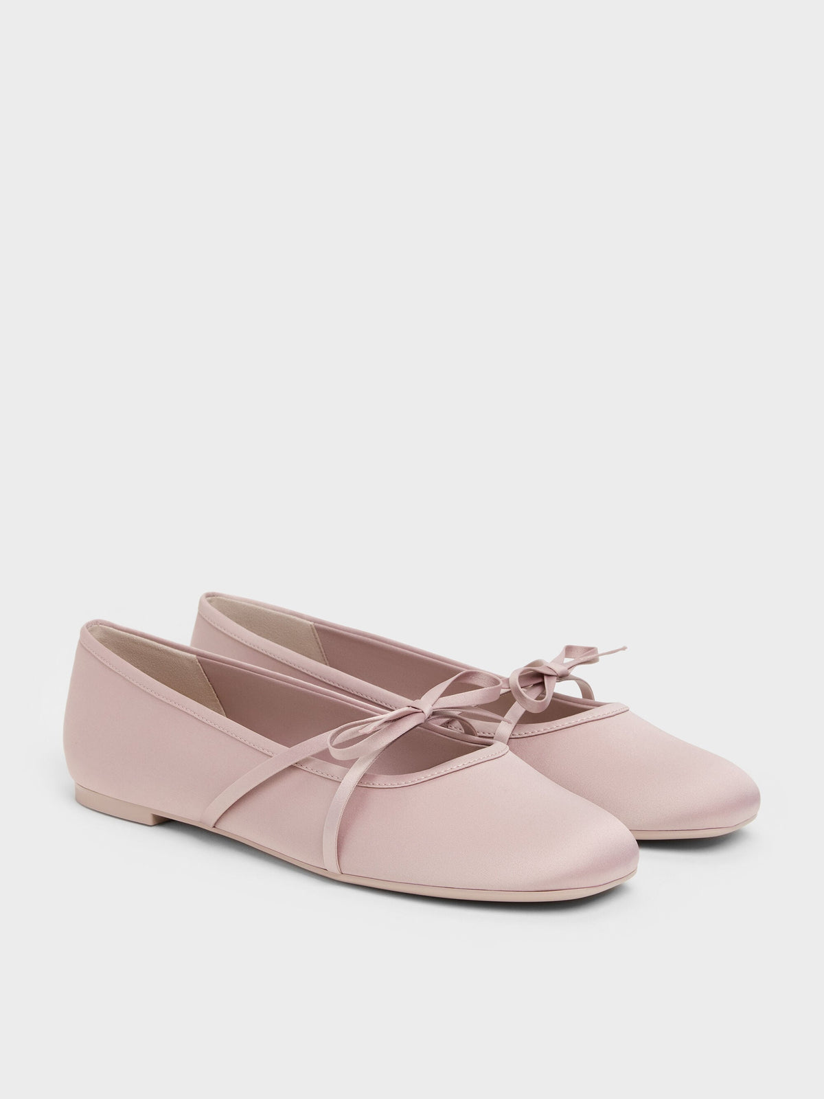 Satin Bow Ballet Flats - Pink | CHARLES & KEITH