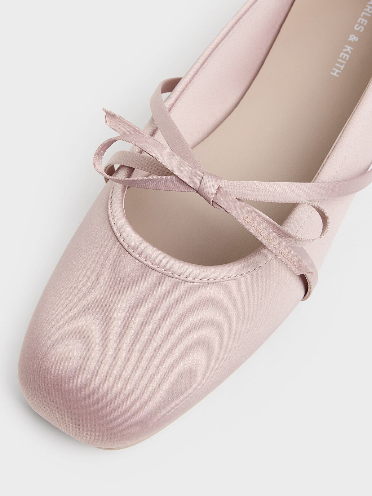 Satin Bow Ballet Flats - Pink | CHARLES & KEITH