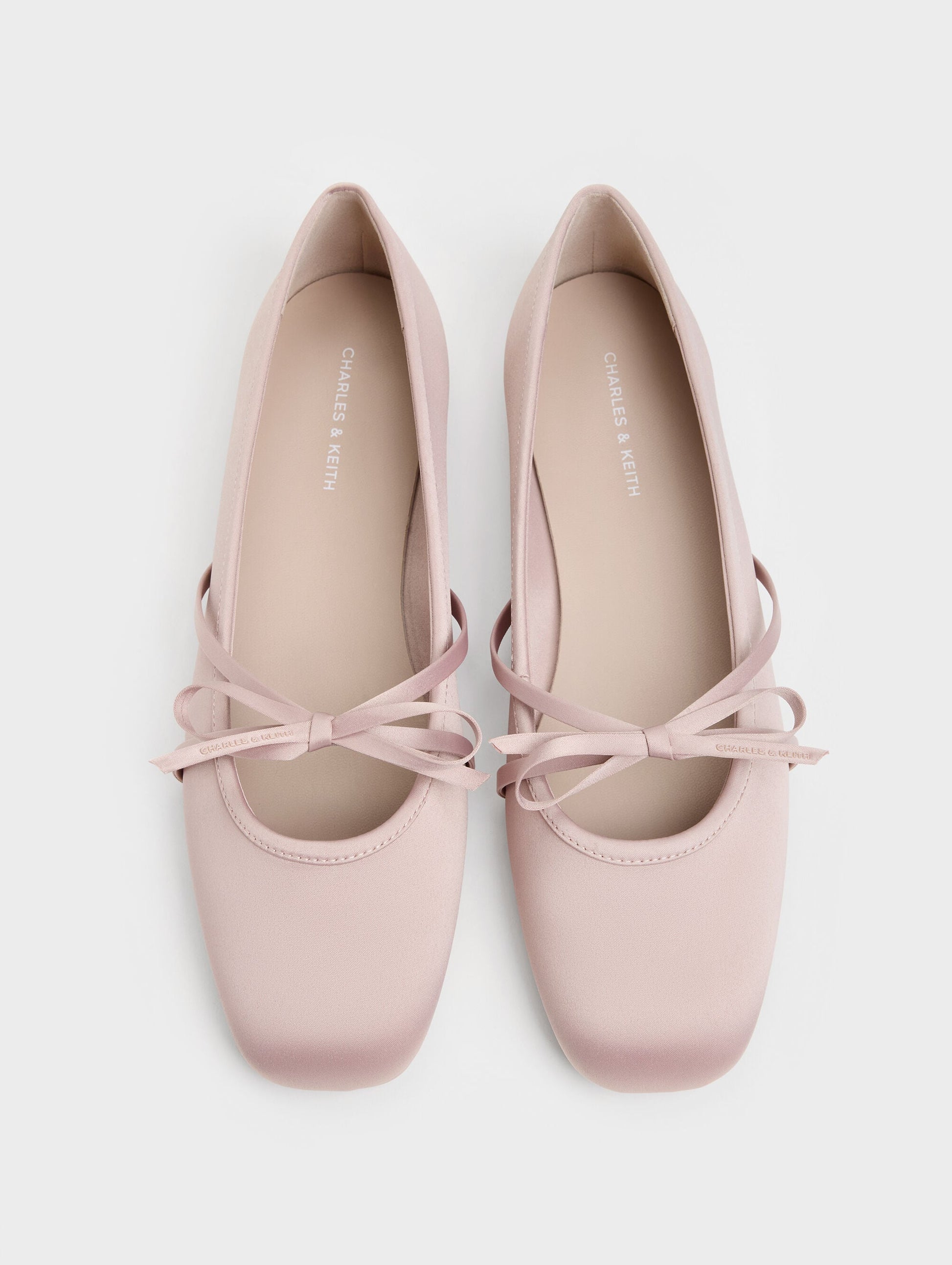 Satin Bow Ballet Flats - Pink | CHARLES & KEITH