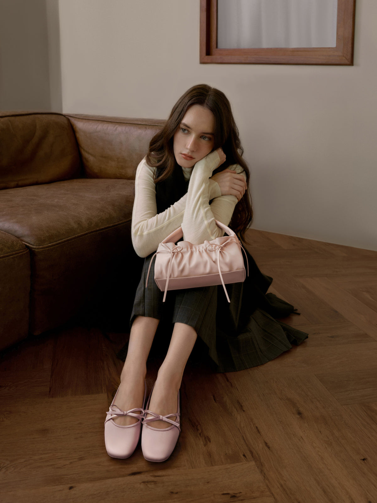 Satin Bow Ballet Flats - Pink | CHARLES & KEITH