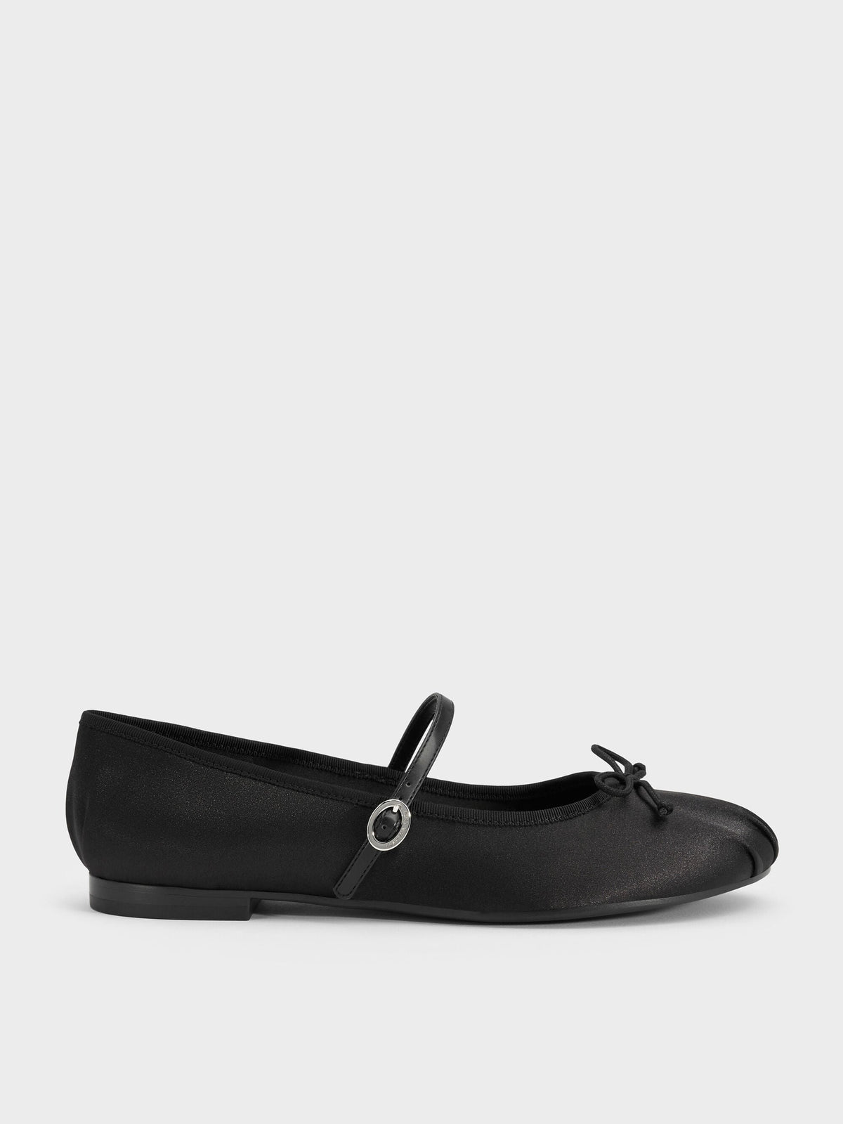 Emiko Satin Bow Mary Jane Flats - Black | CHARLES & KEITH