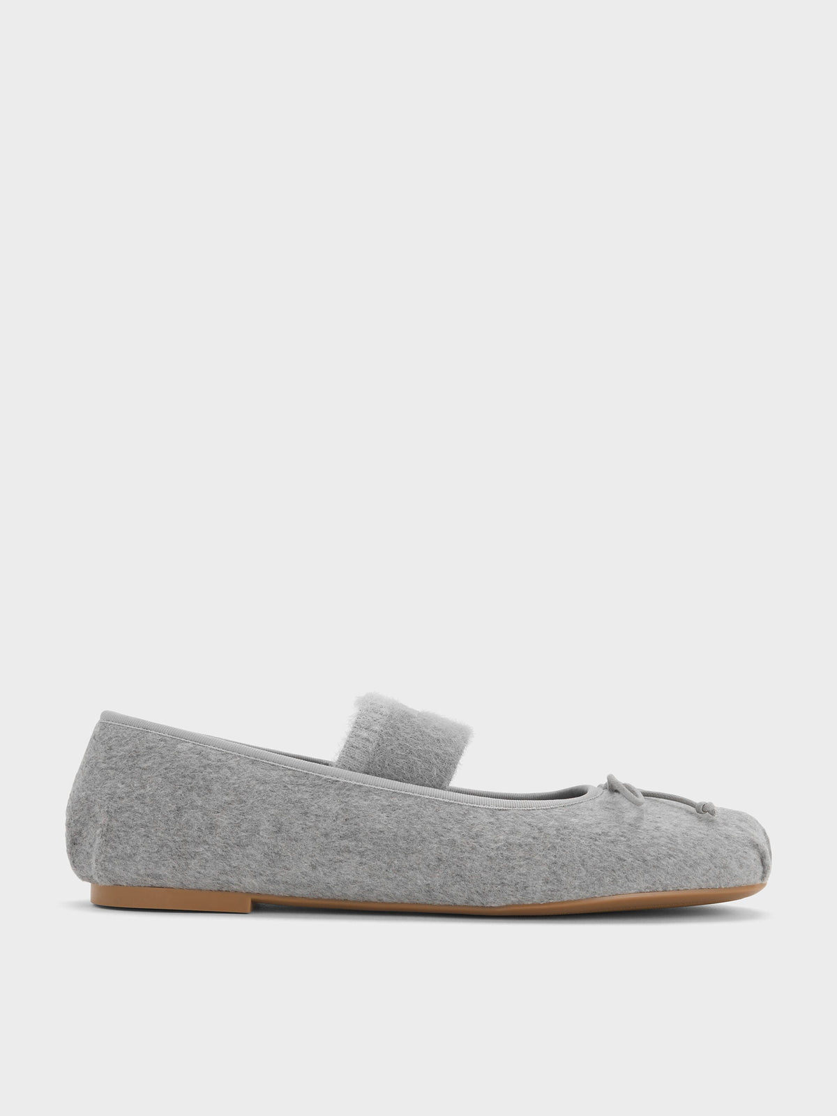 Winona Felt Mary Jane Flats - Light Grey | CHARLES & KEITH
