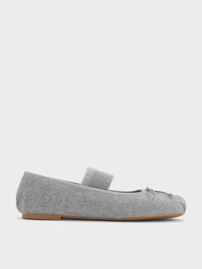 Winona Felt Mary Jane Flats - Light Grey | CHARLES & KEITH
