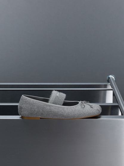Winona Felt Mary Jane Flats - Light Grey | CHARLES & KEITH