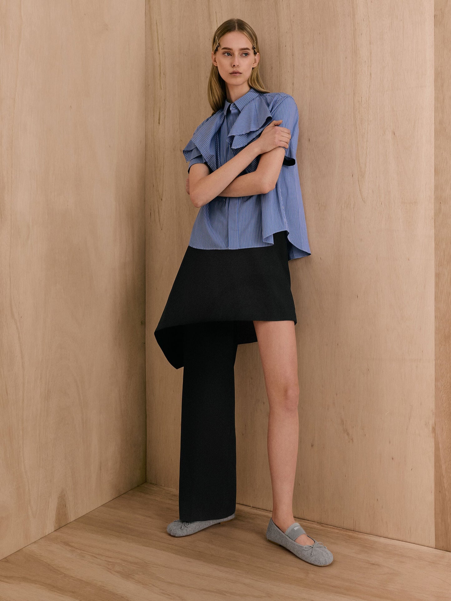 Winona Felt Mary Jane Flats - Light Grey | CHARLES & KEITH