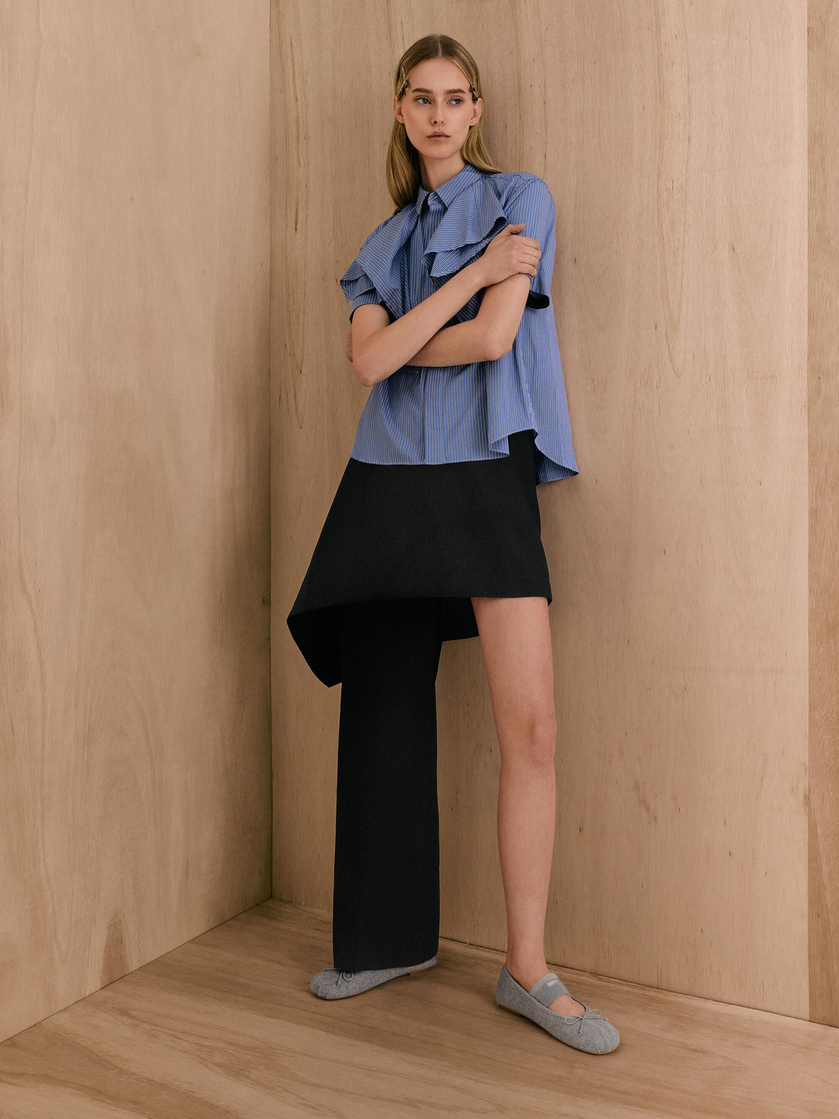 Winona Felt Mary Jane Flats - Light Grey | CHARLES & KEITH