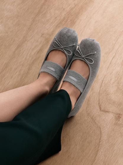 Winona Felt Mary Jane Flats - Light Grey | CHARLES & KEITH