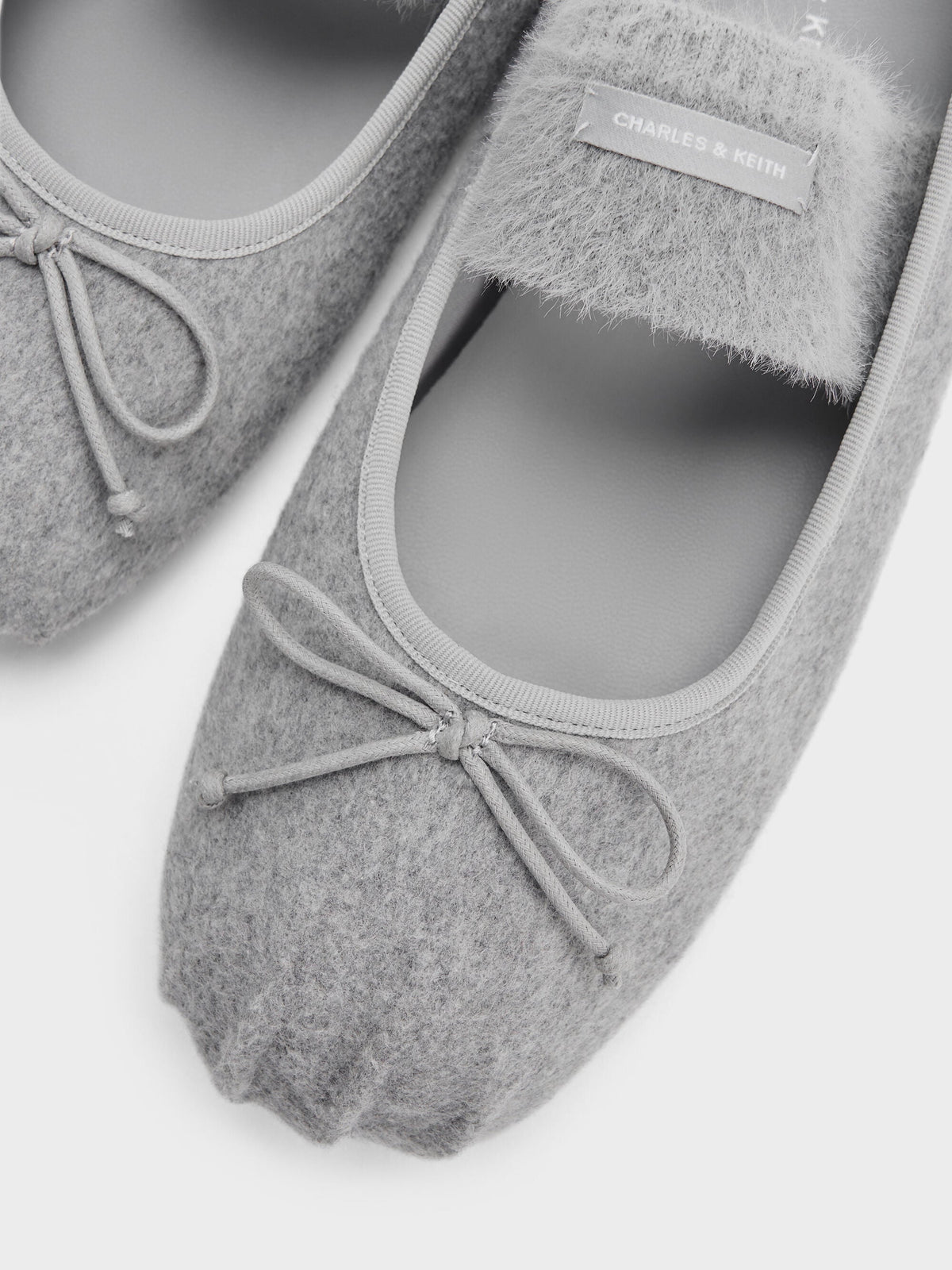 Winona Felt Mary Jane Flats - Light Grey | CHARLES & KEITH