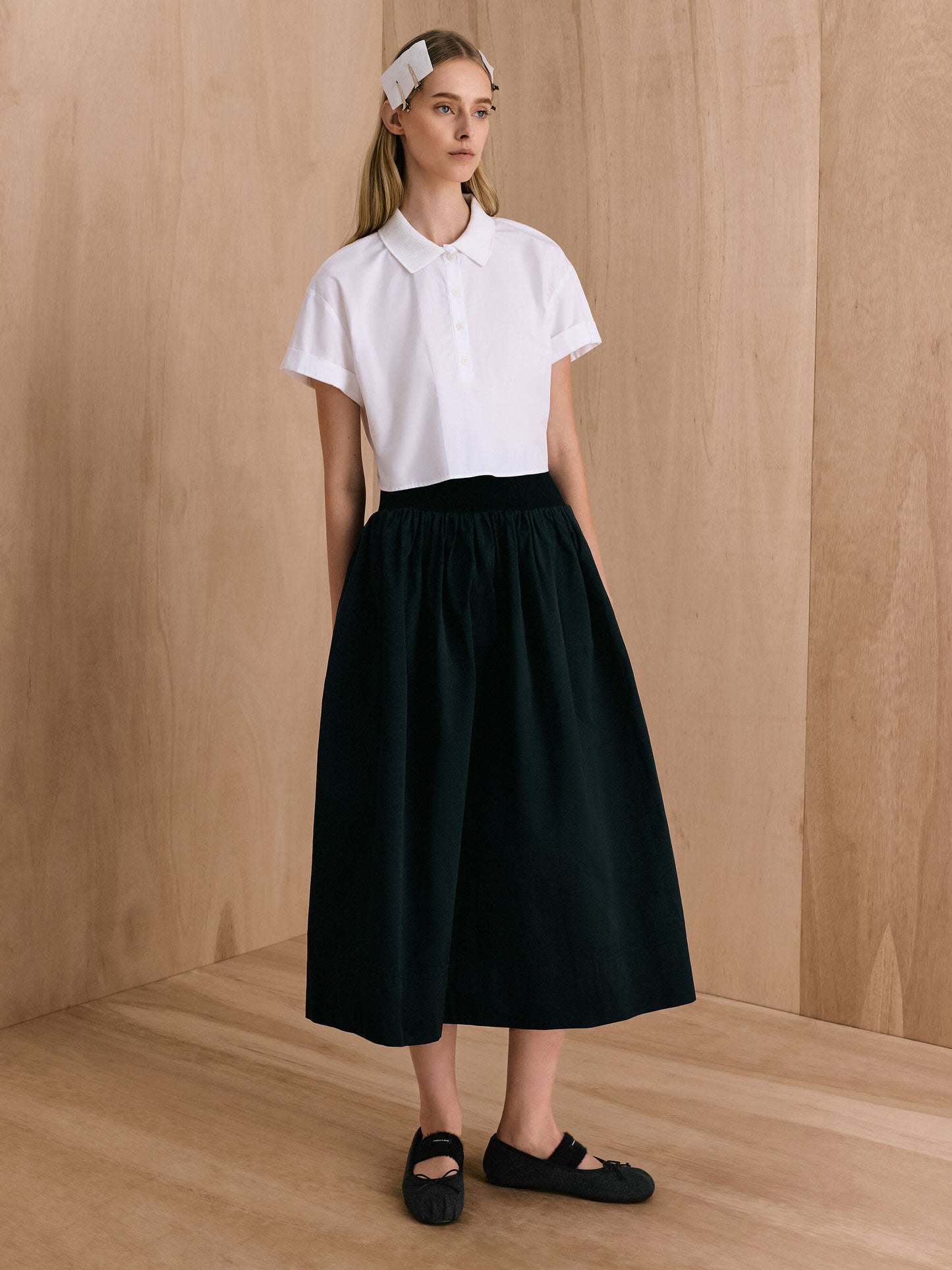 Winona Felt Mary Jane Flats - Black Textured | CHARLES & KEITH