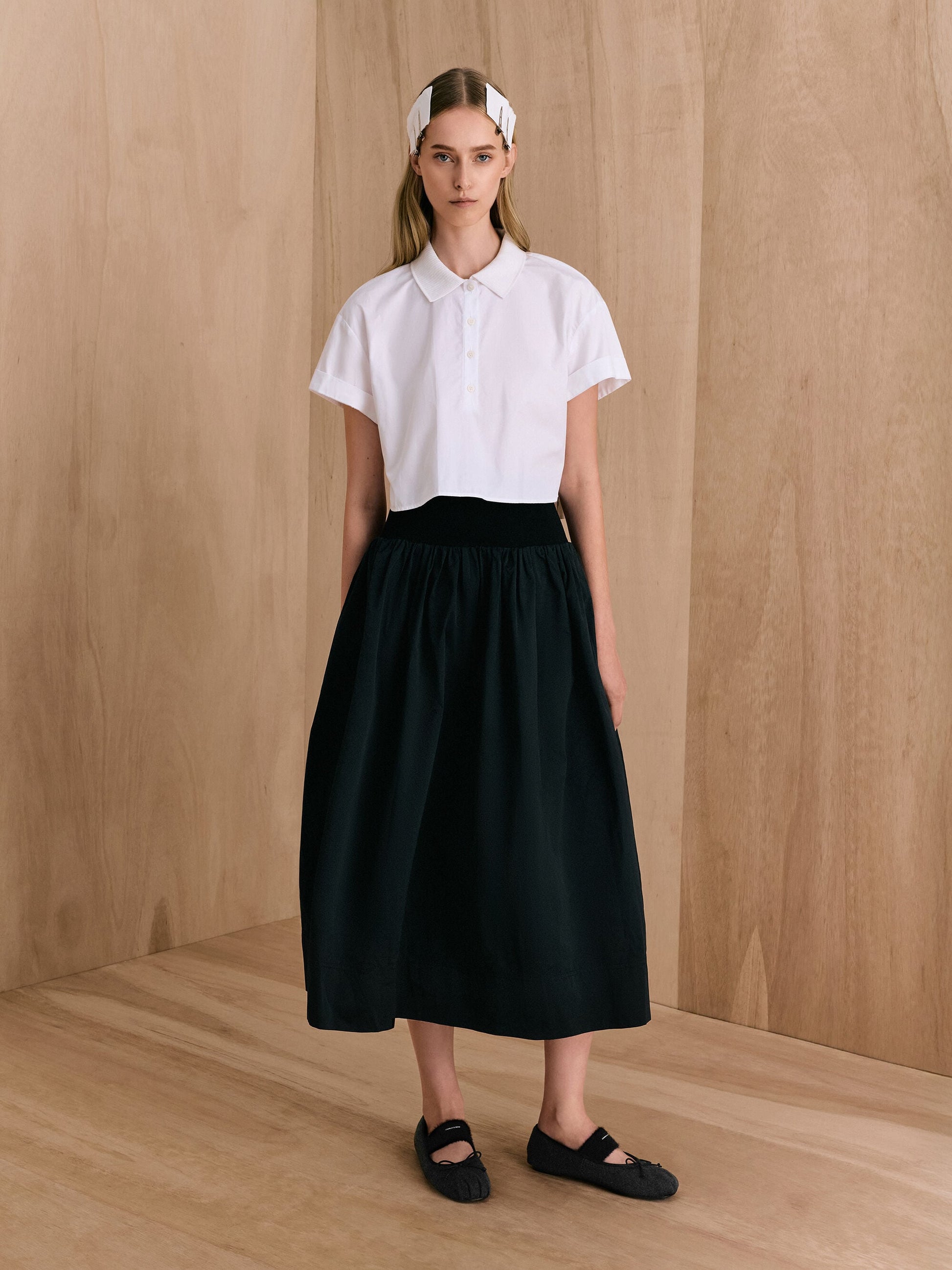 Winona Felt Mary Jane Flats - Black Textured | CHARLES & KEITH