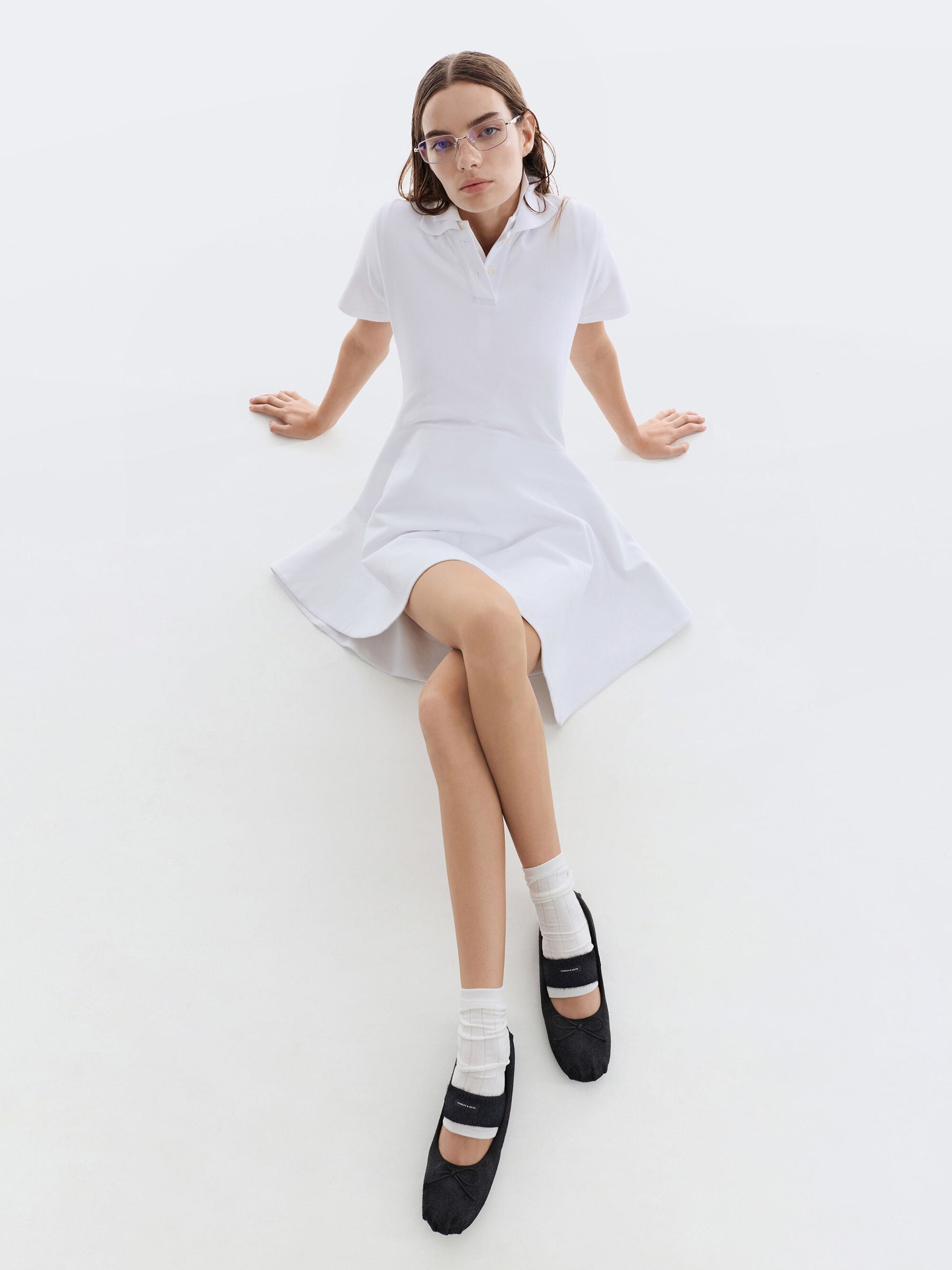Winona Felt Mary Jane Flats - Black Textured | CHARLES & KEITH