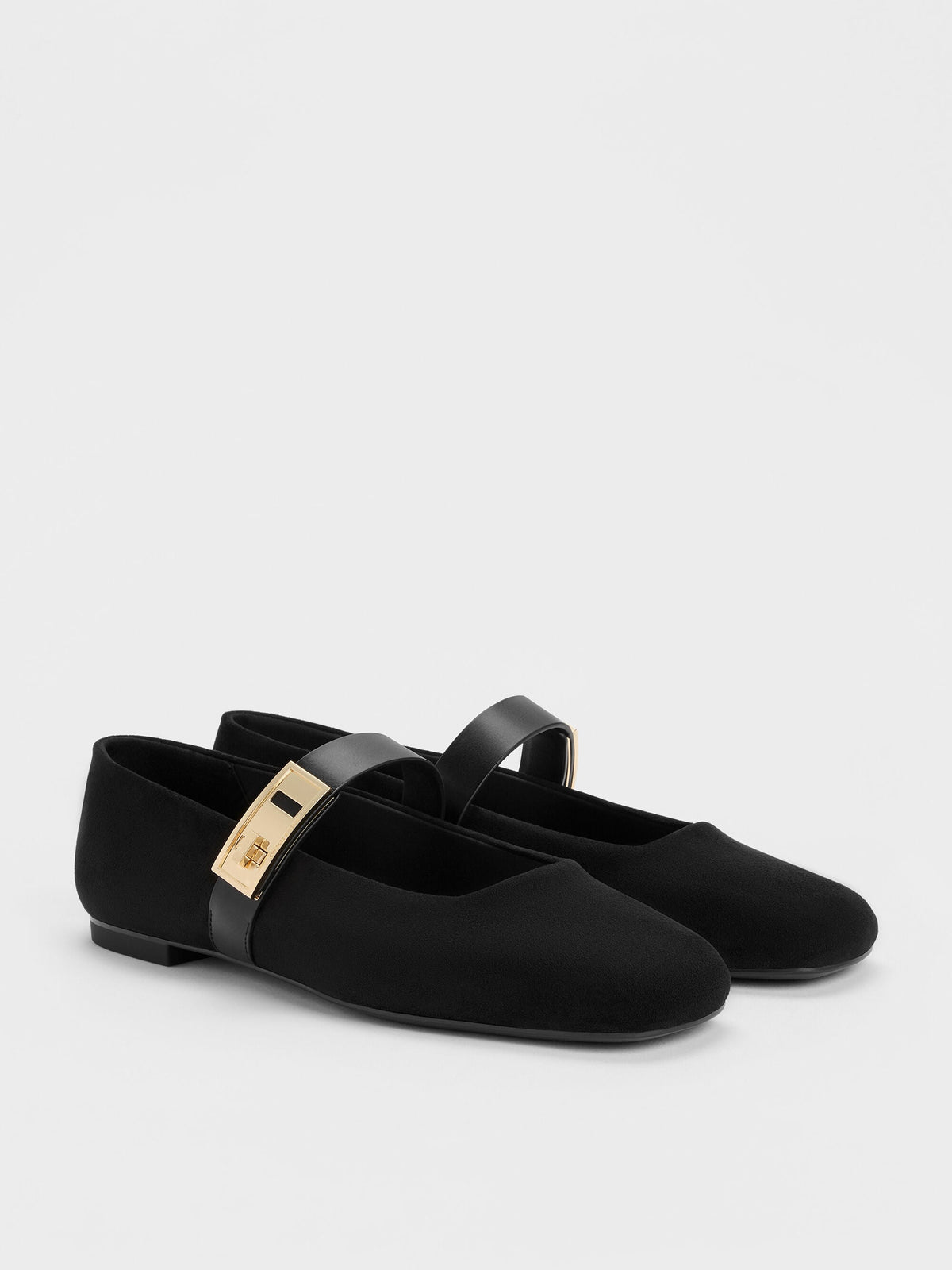 Lando Faux Suede Mary Jane Flats - Black2 | CHARLES & KEITH