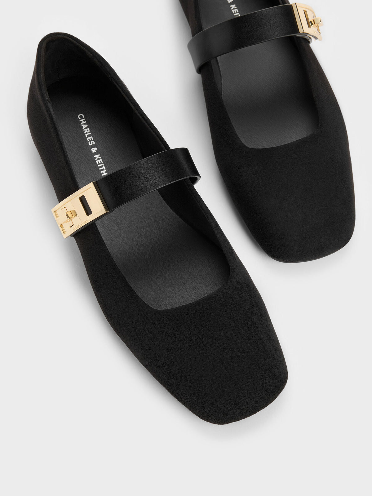 Lando Faux Suede Mary Jane Flats - Black2 | CHARLES & KEITH