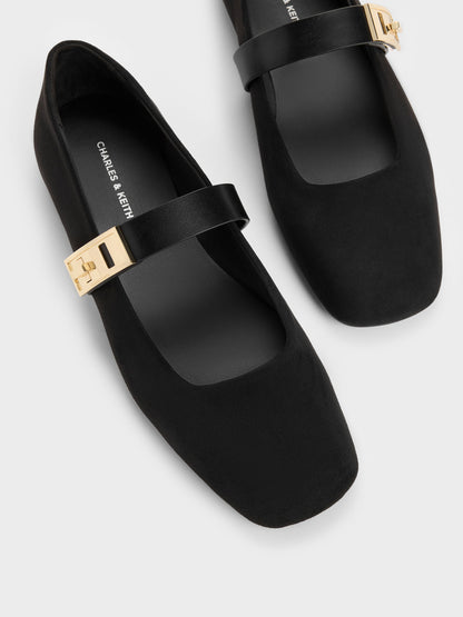 Lando Faux Suede Mary Jane Flats - Black2 | CHARLES & KEITH