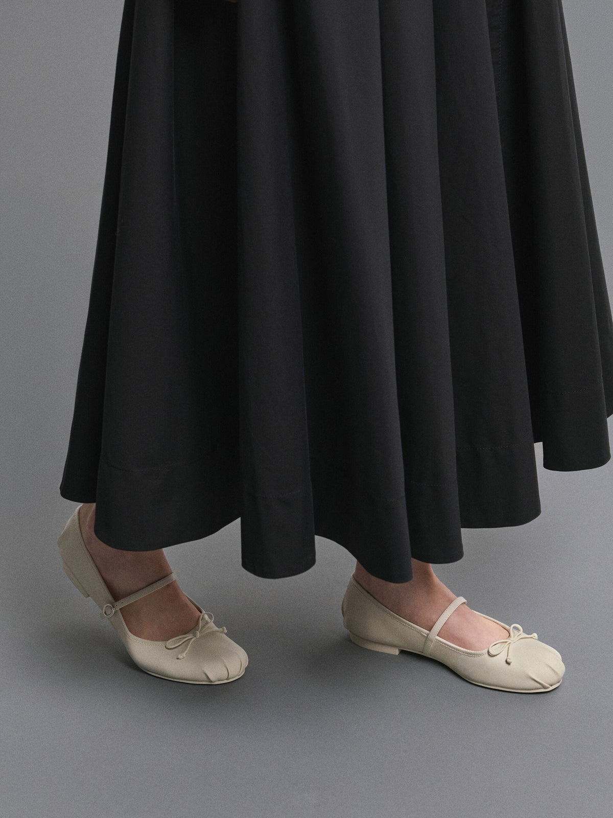 Emiko Bow Mary Jane Flats - Chalk | CHARLES & KEITH