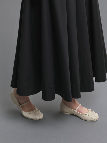 Emiko Bow Mary Jane Flats - Chalk | CHARLES & KEITH