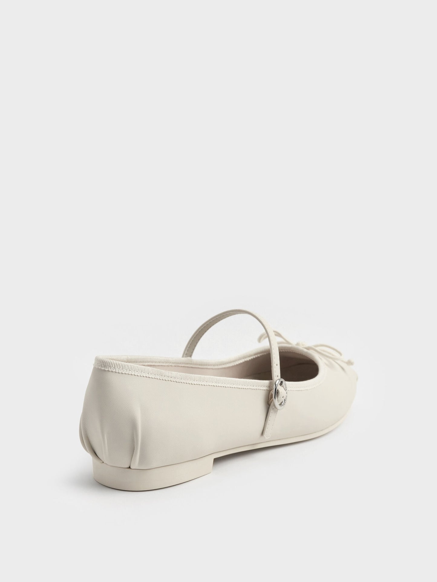 Emiko Bow Mary Jane Flats - Chalk | CHARLES & KEITH