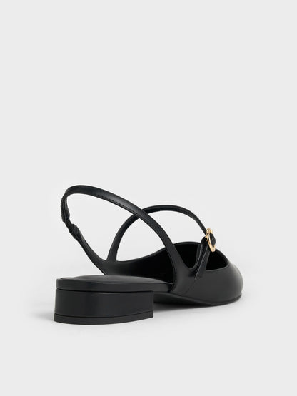 Roxane Slingback Mary Jane Flats - Black | CHARLES & KEITH