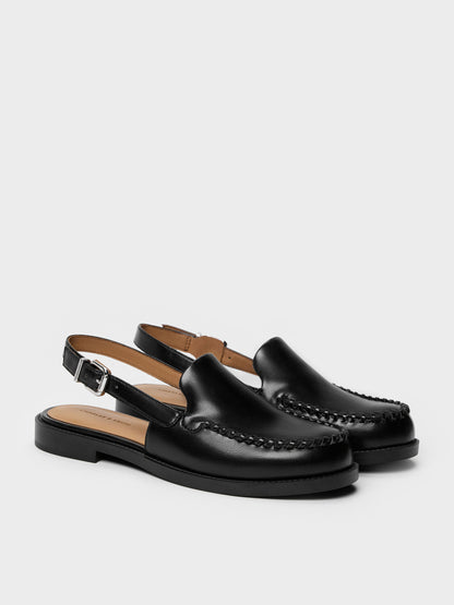 Gale Slingback Loafers - Black | CHARLES & KEITH