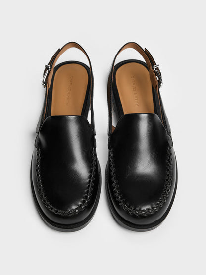 Gale Slingback Loafers - Black | CHARLES & KEITH