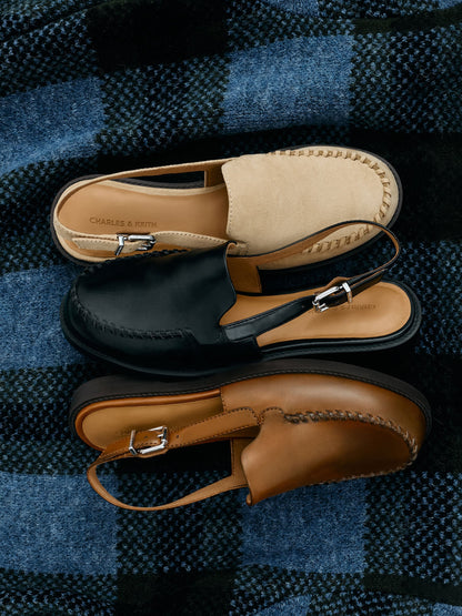 Gale Slingback Loafers - Black | CHARLES & KEITH