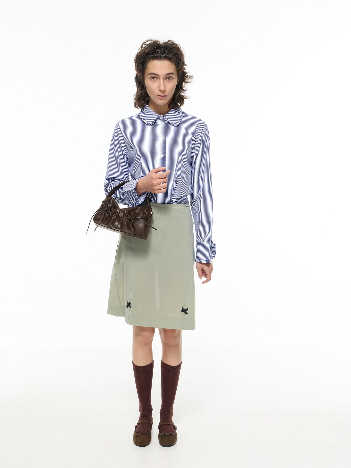 Emiko Faux Suede Bow Mary Jane Flats - Chocolate Textured | CHARLES & KEITH