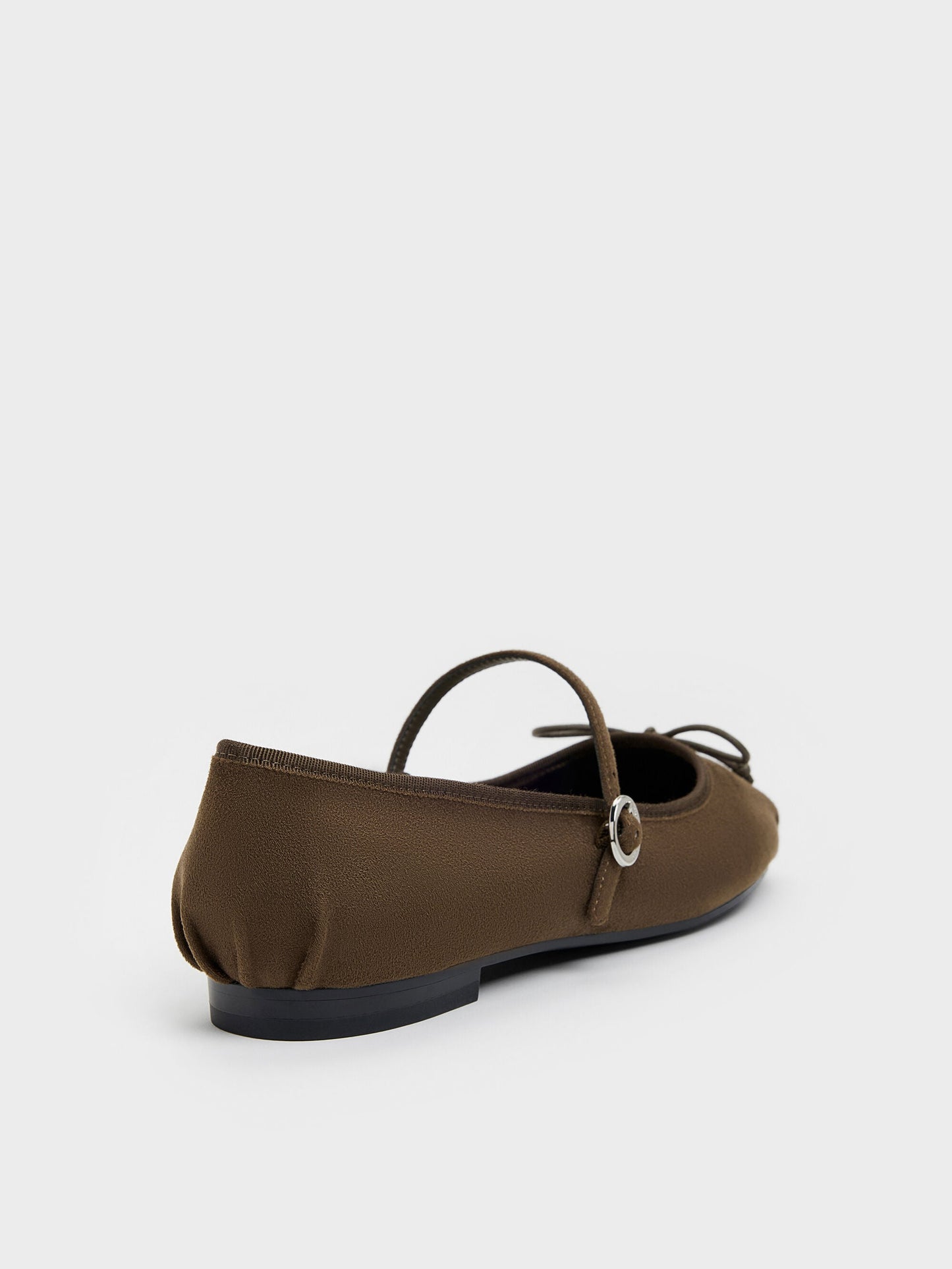 Emiko Faux Suede Bow Mary Jane Flats - Chocolate Textured | CHARLES & KEITH