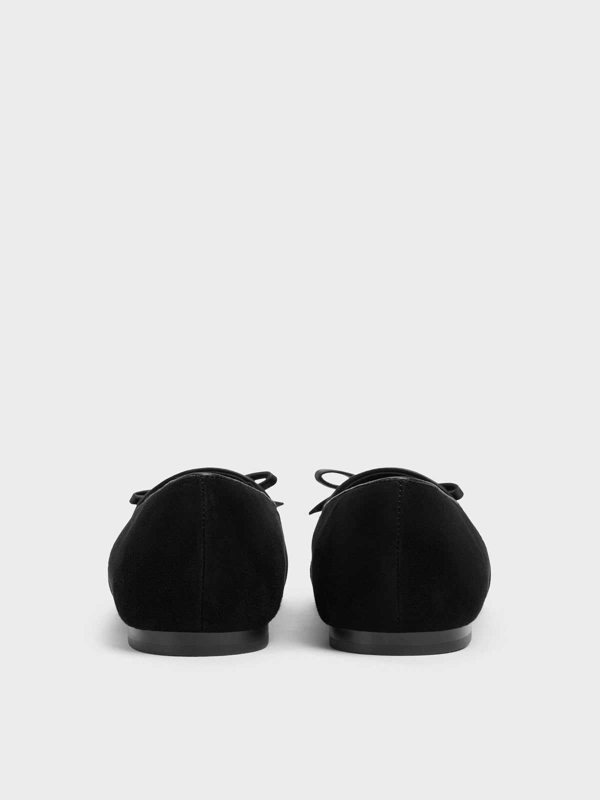 Leather & Suede Bow Loafers - Black Textured | CHARLES & KEITH