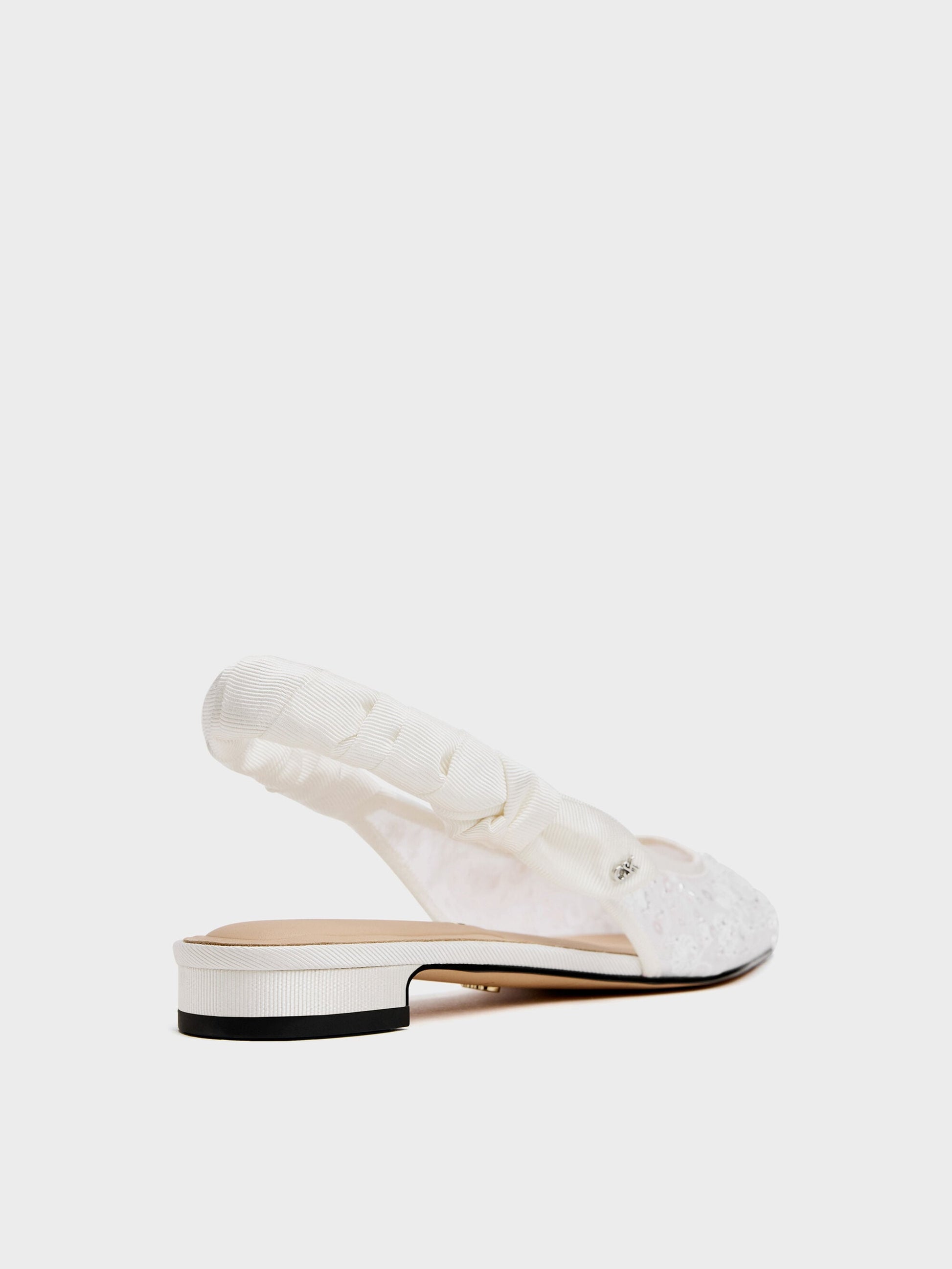 Tayari Embroidered-Mesh Slingback Flats - White | CHARLES & KEITH