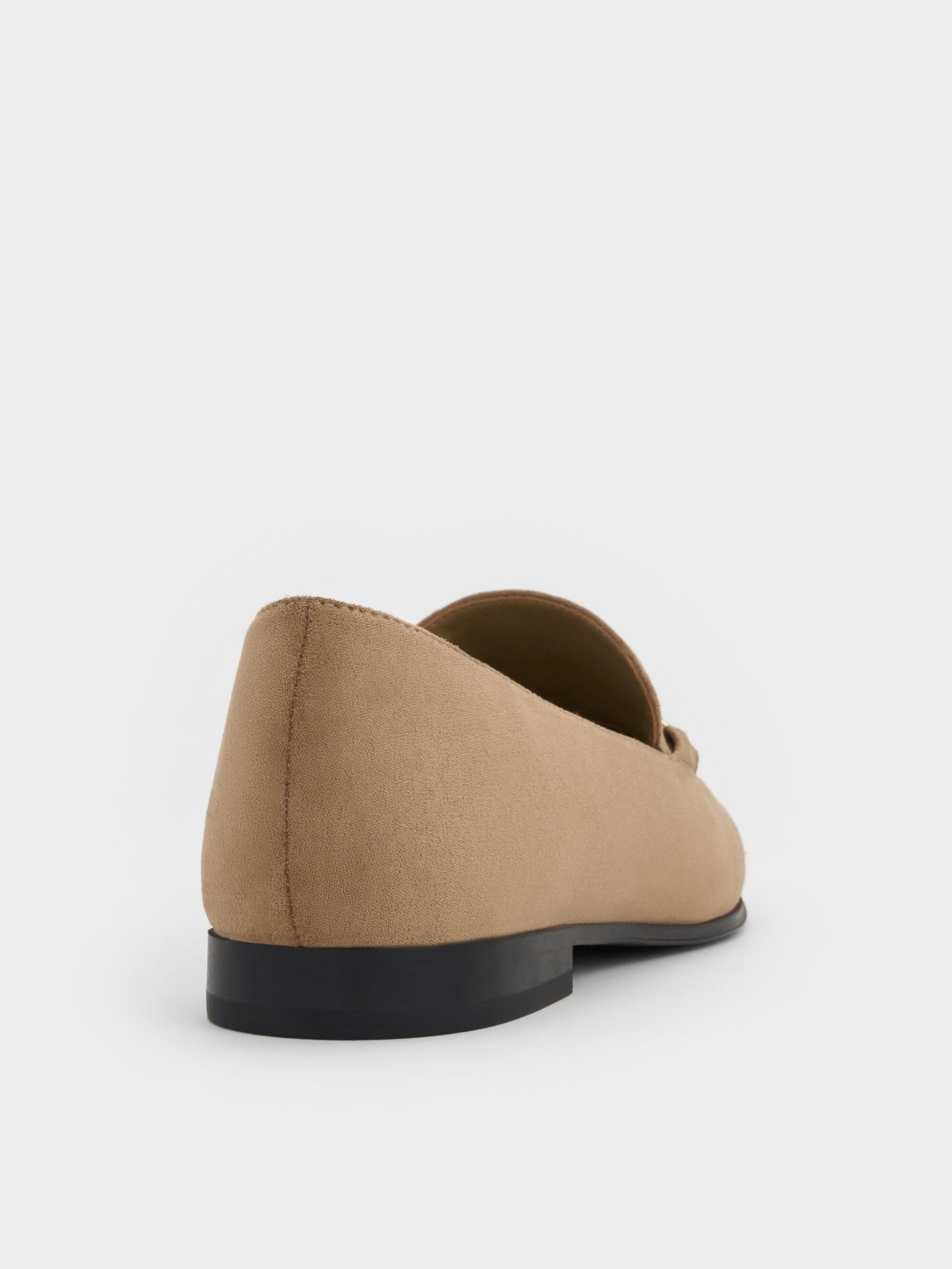 Faux Suede Metallic Knot-Bar Loafers - Camel | CHARLES & KEITH