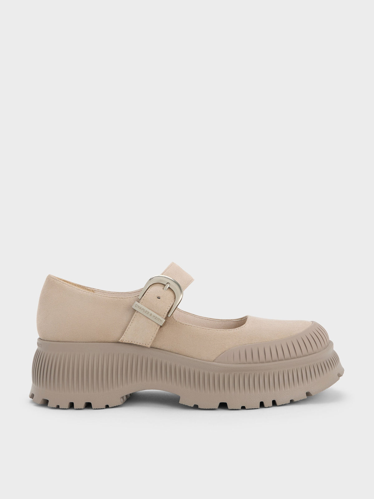 Darra Faux Suede Platform Mary Janes - Beige | CHARLES & KEITH