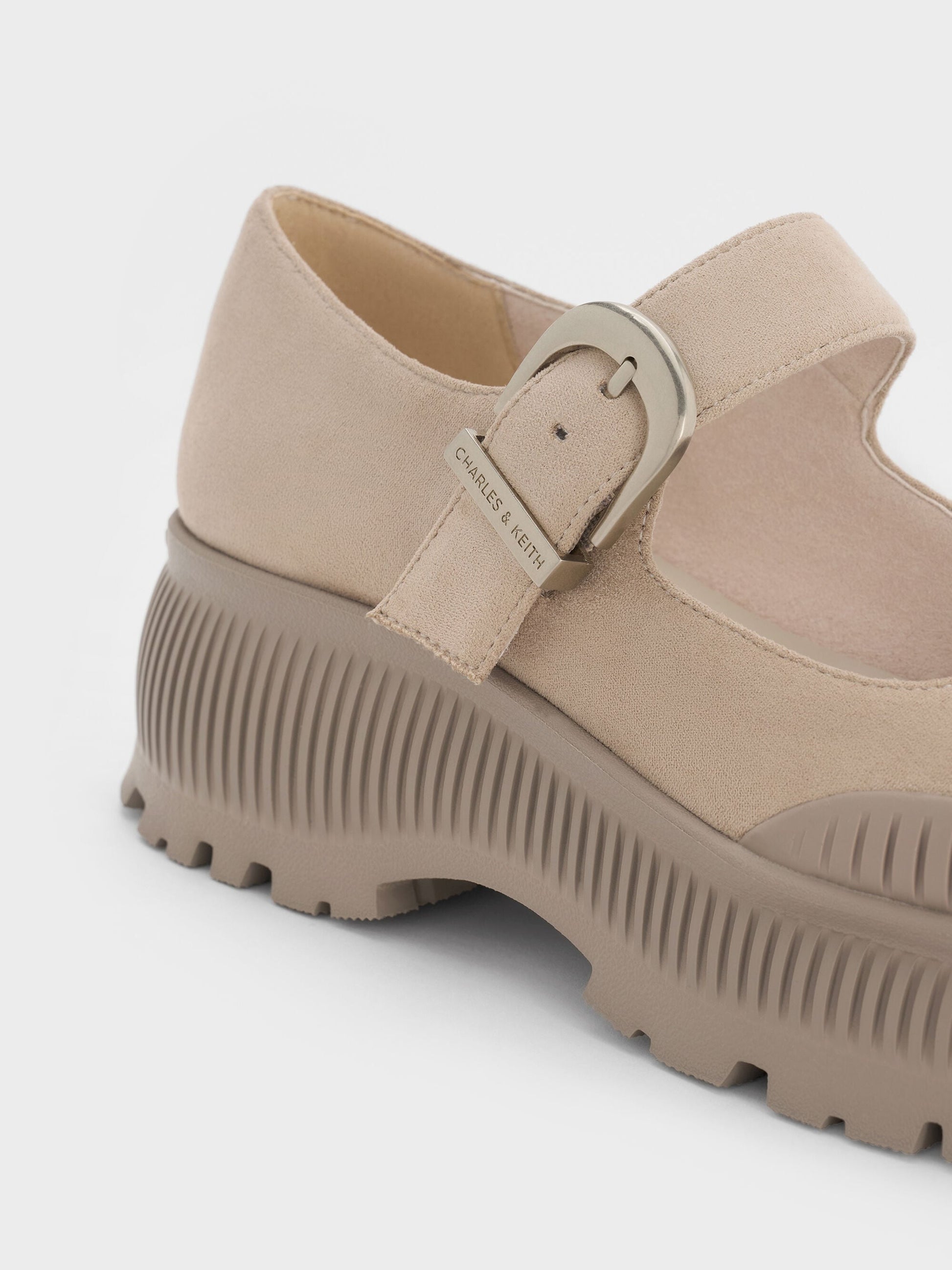 Darra Faux Suede Platform Mary Janes - Beige | CHARLES & KEITH