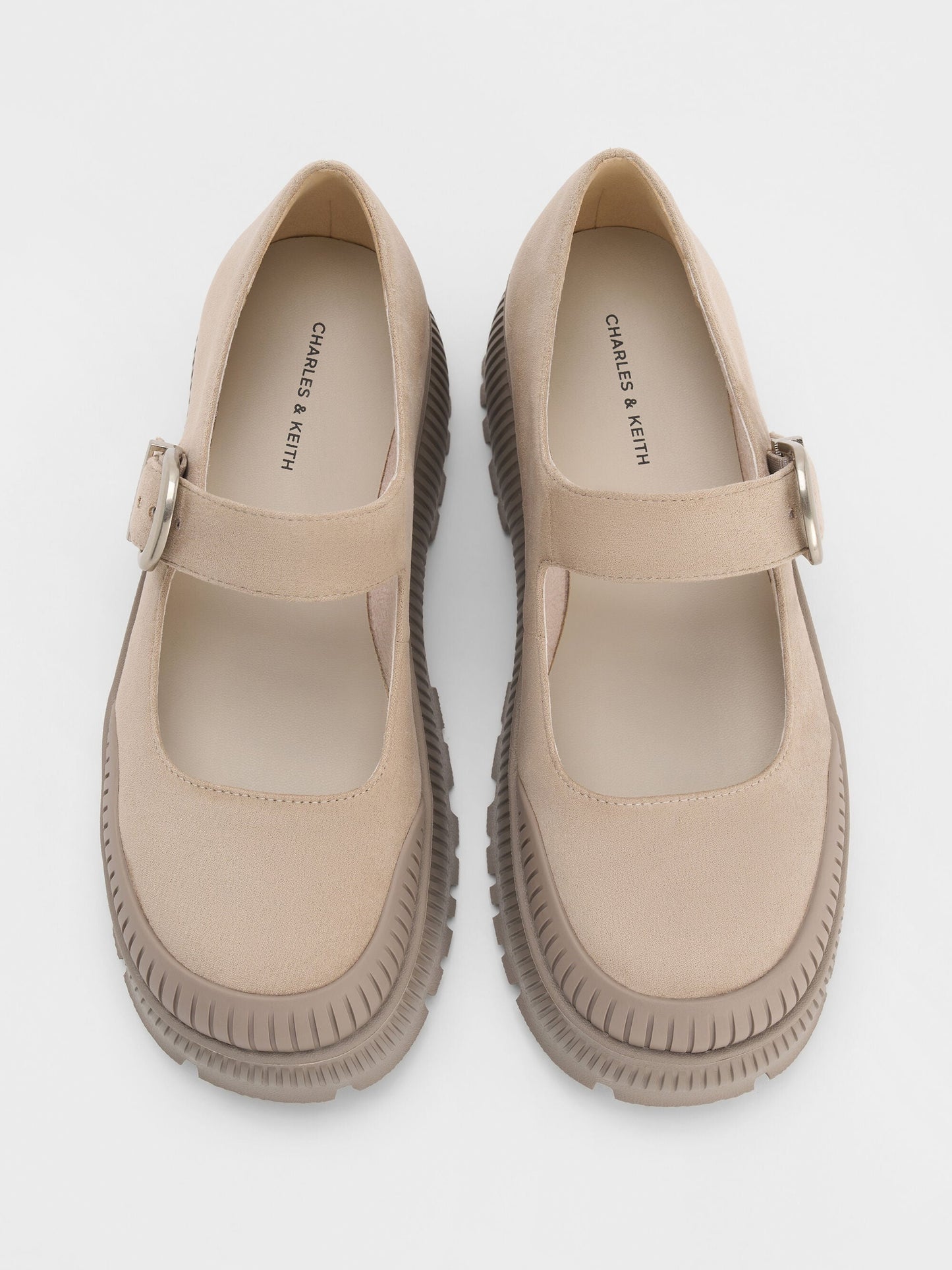 Darra Faux Suede Platform Mary Janes - Beige | CHARLES & KEITH