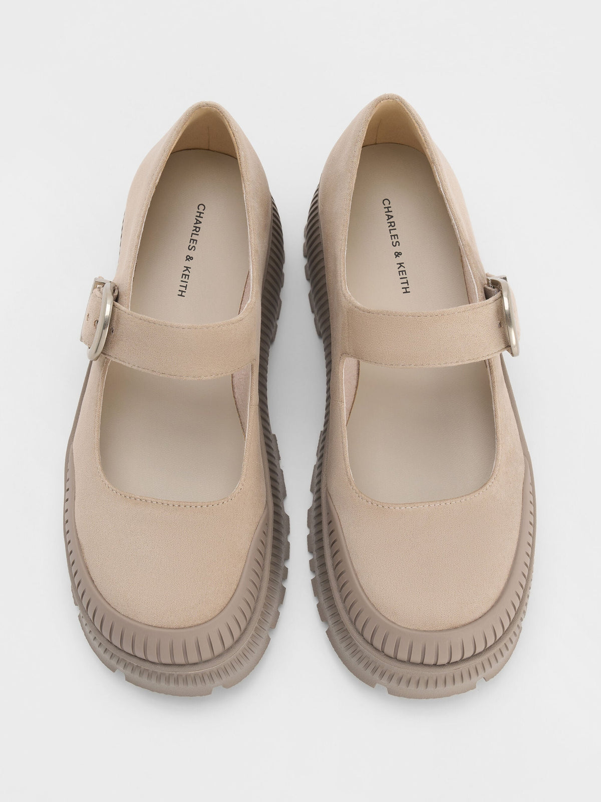 Darra Faux Suede Platform Mary Janes - Beige | CHARLES & KEITH