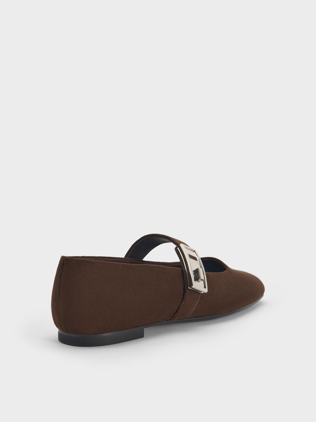 Lando Faux Suede Mary Jane Flats - Dark Brown Textured | CHARLES & KEITH