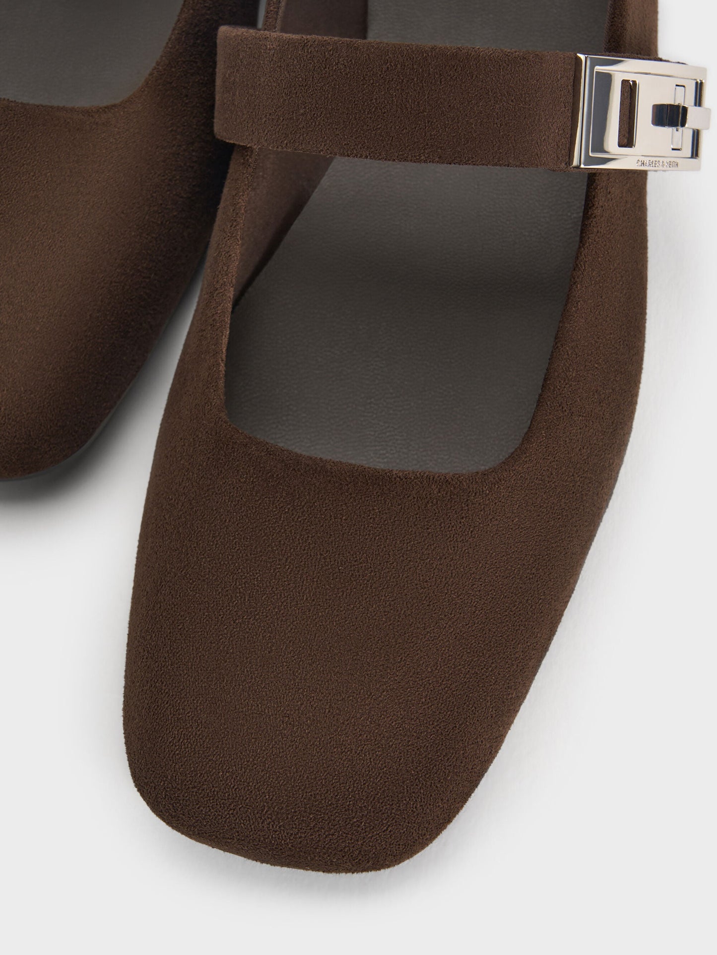 Lando Faux Suede Mary Jane Flats - Dark Brown Textured | CHARLES & KEITH