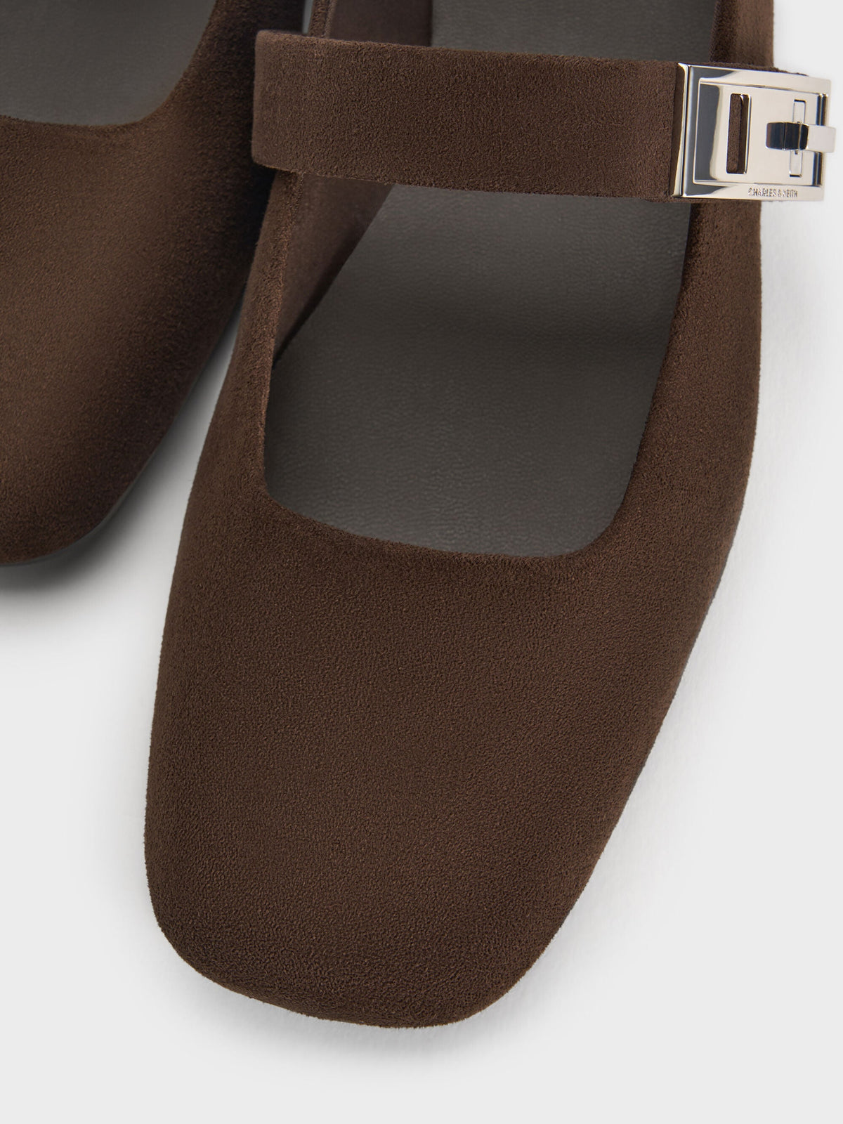Lando Faux Suede Mary Jane Flats - Dark Brown Textured | CHARLES & KEITH